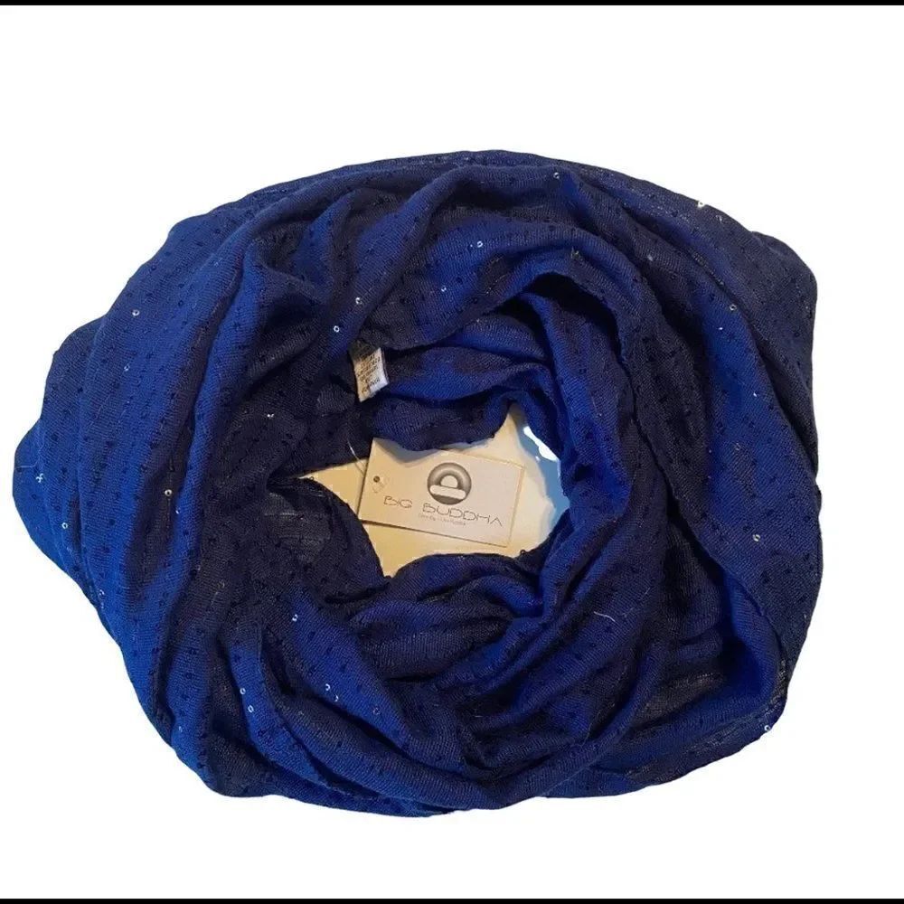 NWT Big Buddha Sequined Infinity Scarf Blue